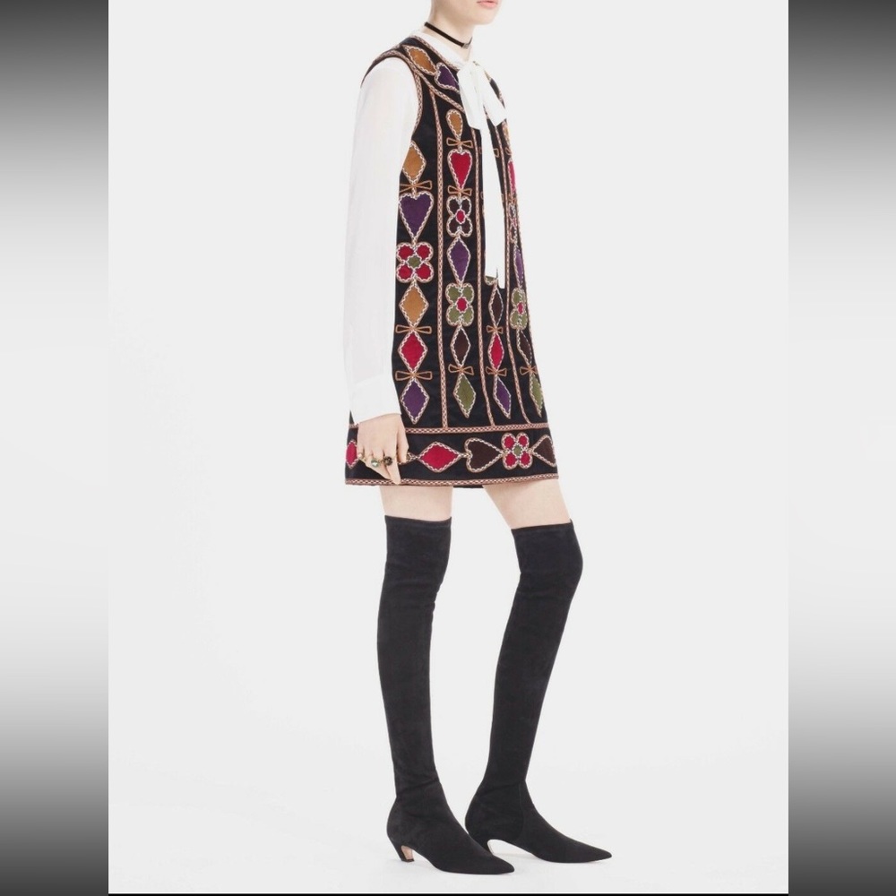 Dior over the knee kitten heels black suede